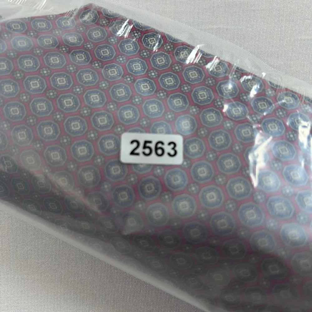 Christian Dior Necktie Men Red Blue Geometric Medallion 100% Silk Italian Fabric